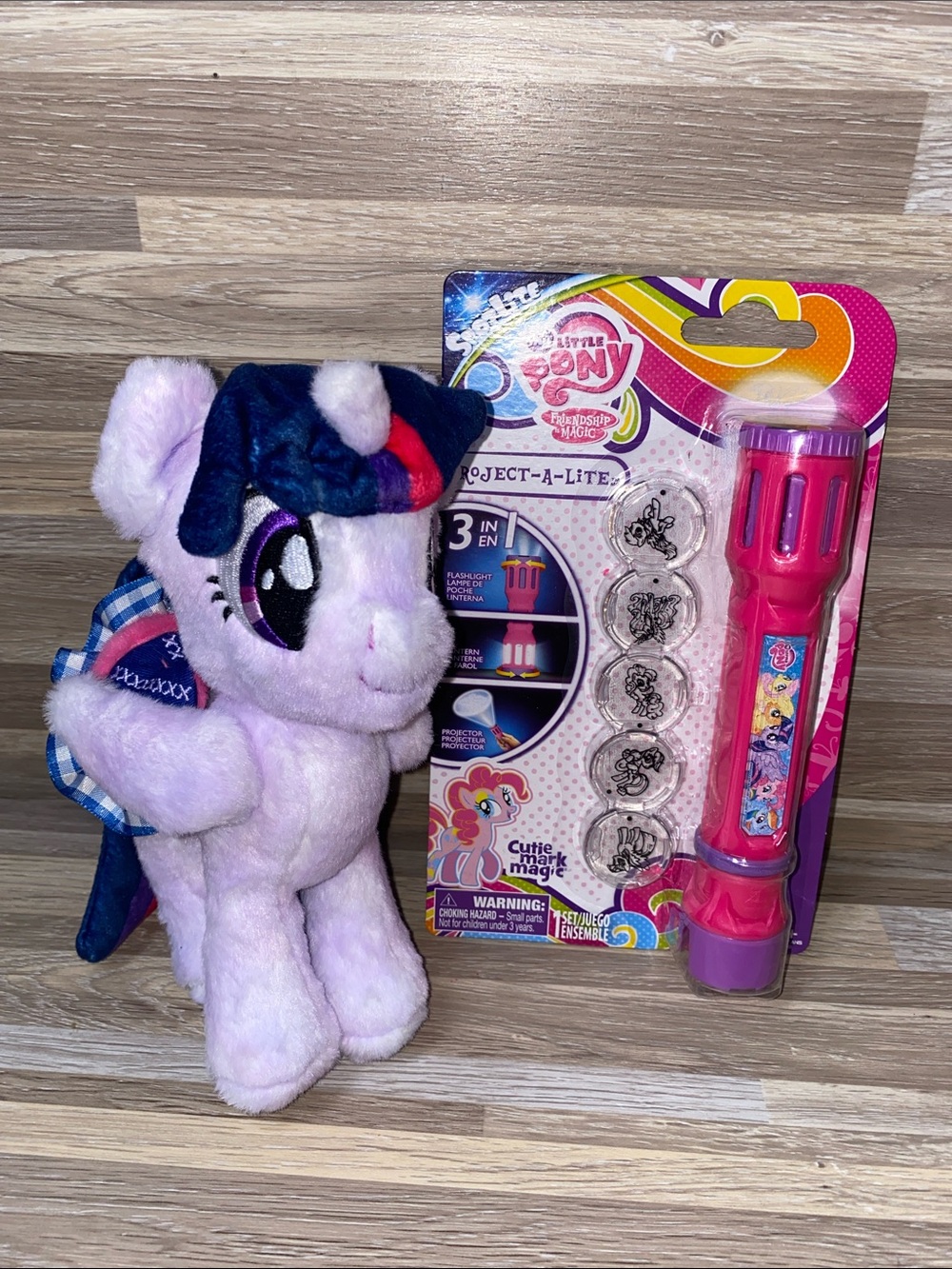 My Little Pony Purple Plush with Pink Project-A-Lite Flashlight MLP Halloween